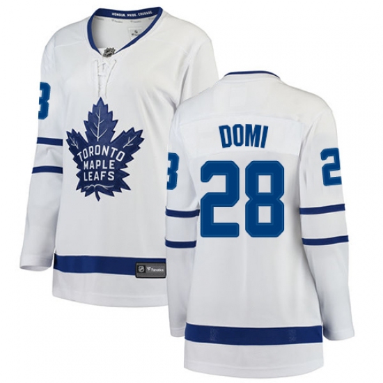Women's Toronto Maple Leafs #28 Tie Domi Authentic White Away Fanatics Branded Breakaway NHL Jersey - Ujersey
