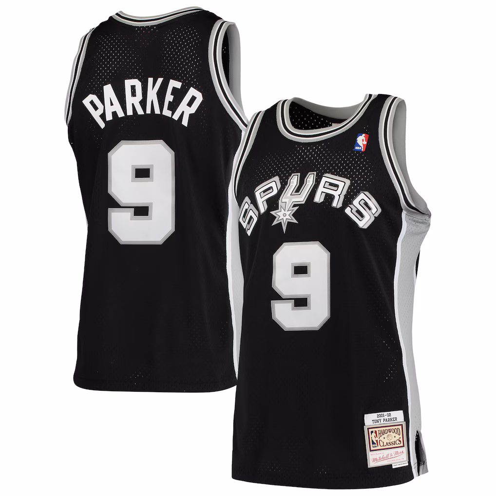 Men's San Antonio Spurs Tony Parker Mitchell & Ness Black Hardwood Classics Swingman Jersey
