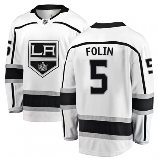 Men's Los Angeles Kings #5 Christian Folin Authentic White Away Fanatics Branded Breakaway NHL Jersey - Ujersey