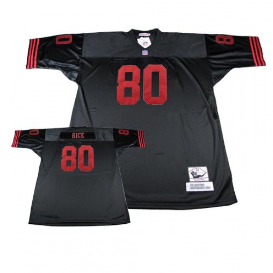Mitchell and Ness San Francisco 49ers #80 Jerry Rice Authentic Black Throwback NFL Jersey - Ujersey