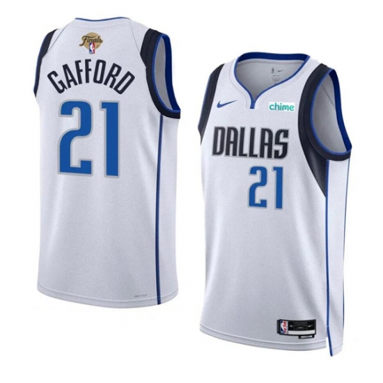 Men's Dallas Mavericks #21 Daniel Gafford White 2024 Finals Association Edition Stitched Basketball Jersey - Ujersey