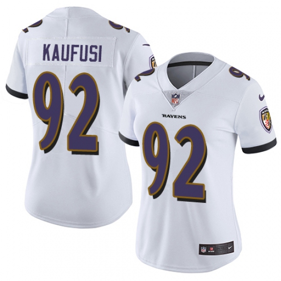 Women's Nike Baltimore Ravens #92 Bronson Kaufusi White Vapor Untouchable Limited Player NFL Jersey - Ujersey
