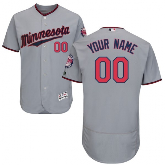 Men's Minnesota Twins Majestic Road Gray Flex Base Authentic Collection Custom Jersey - Ujersey