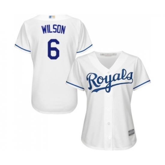 Women's Kansas City Royals #6 Willie Wilson Replica White Home Cool Base Baseball Jersey - Ujersey