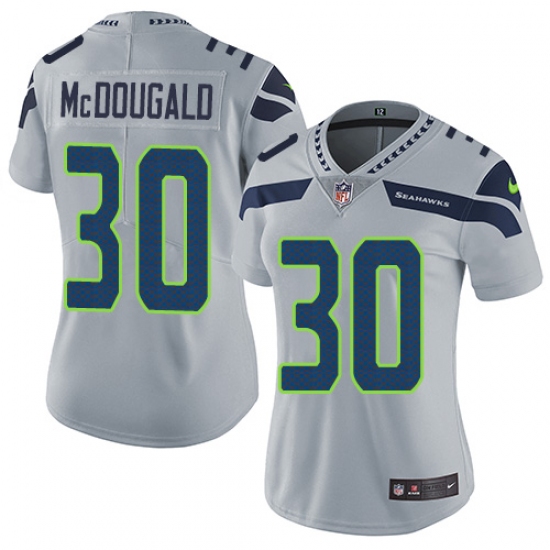 Women's Nike Seattle Seahawks #30 Bradley McDougald Grey Alternate Vapor Untouchable Limited Player NFL Jersey - Ujersey