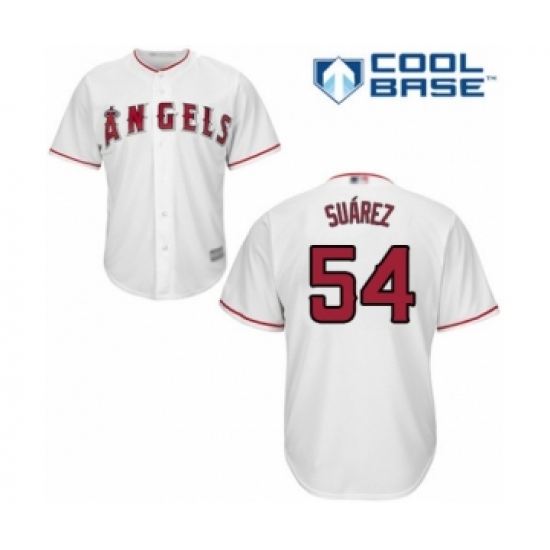 Youth Los Angeles Angels of Anaheim #54 Jose Suarez Authentic White Home Cool Base Baseball Player Jersey - Ujersey