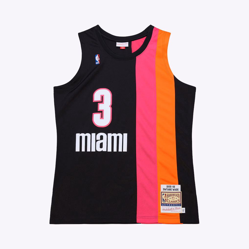 Men's Miami Heat Dwyane Wade Mitchell & Ness Black 2005-06 Hardwood Classics Authentic Jersey - ujerseystore