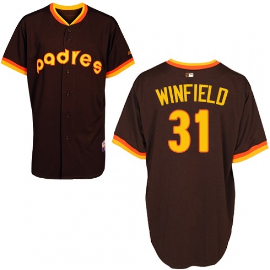 Men's Majestic San Diego Padres #31 Dave Winfield Replica Coffee 1984 Turn Back The Clock MLB Jersey - Ujersey
