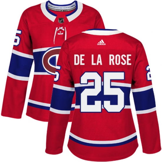 Women's Adidas Montreal Canadiens #25 Jacob de la Rose Authentic Red Home NHL Jersey - Ujersey