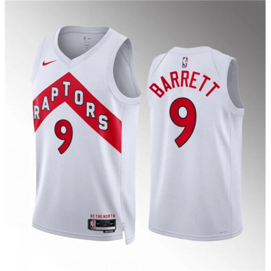Men's Toronto Raptors #9 RJ Barrett White Association Edition Stitched Basketball Jersey - Ujersey