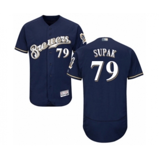 Men's Milwaukee Brewers #79 Trey Supak Navy Blue Alternate Flex Base Authentic Collection Baseball Player Jersey - Ujersey