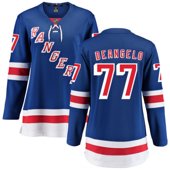 Women's New York Rangers #77 Anthony DeAngelo Fanatics Branded Royal Blue Home Breakaway NHL Jersey - Ujersey