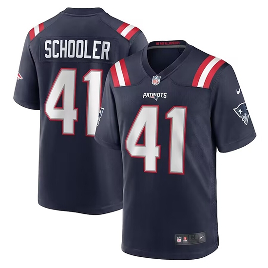 Men's New England Patriots #41 Brenden Schooler Nike Navy Game Player Jersey - Ujersey