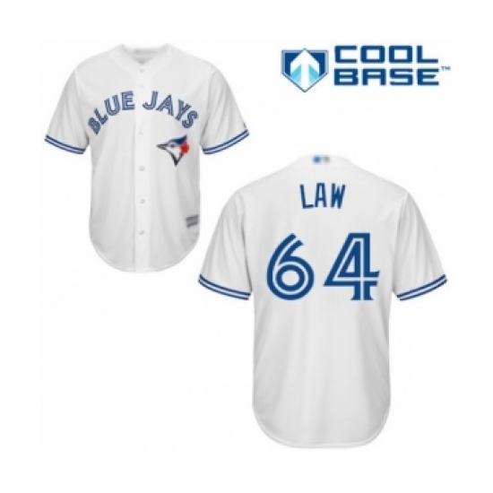 Youth Toronto Blue Jays #64 Derek Law Authentic White Home Baseball Player Jersey - Ujersey