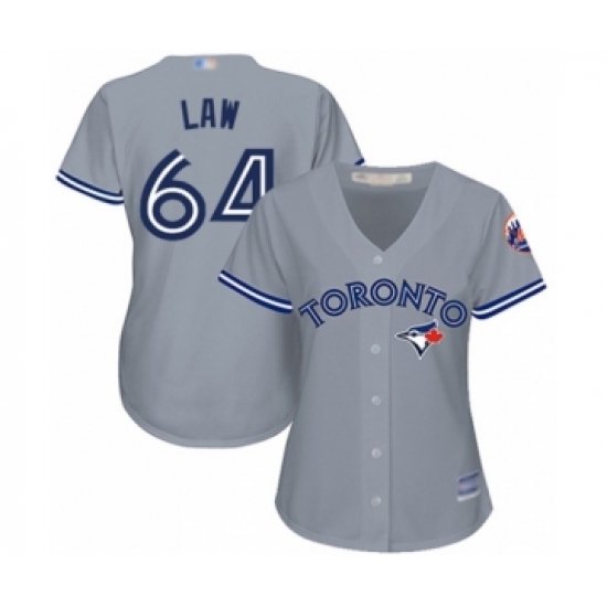 Women's Toronto Blue Jays #64 Derek Law Authentic Grey Road Baseball Player Jersey - Ujersey