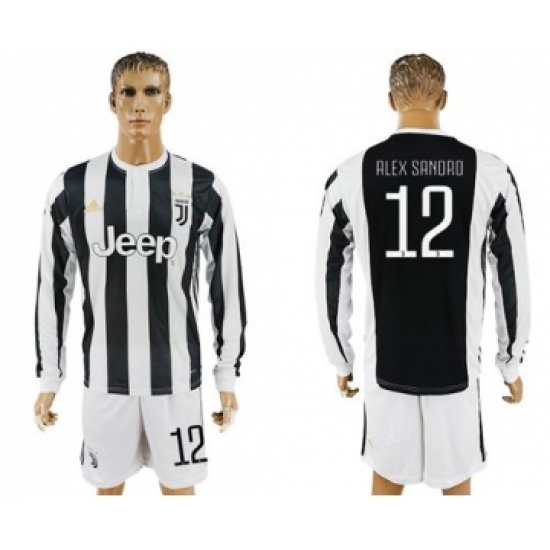 Juventus #12 Alex Sandro Home Long Sleeves Soccer Club Jersey