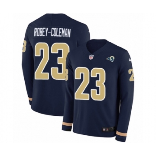 Men's Nike Los Angeles Rams #23 Nickell Robey-Coleman Limited Navy Blue Therma Long Sleeve NFL Jersey - Ujersey