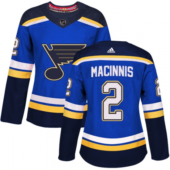 Women's Adidas St. Louis Blues #2 Al Macinnis Premier Royal Blue Home NHL Jersey - Ujersey