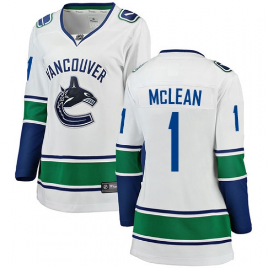 Women's Vancouver Canucks #1 Kirk Mclean Fanatics Branded White Away Breakaway NHL Jersey - Ujersey