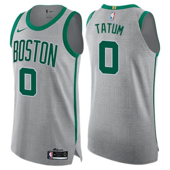 Men's Nike Boston Celtics #0 Jayson Tatum Authentic Gray NBA Jersey - City Edition - Ujersey
