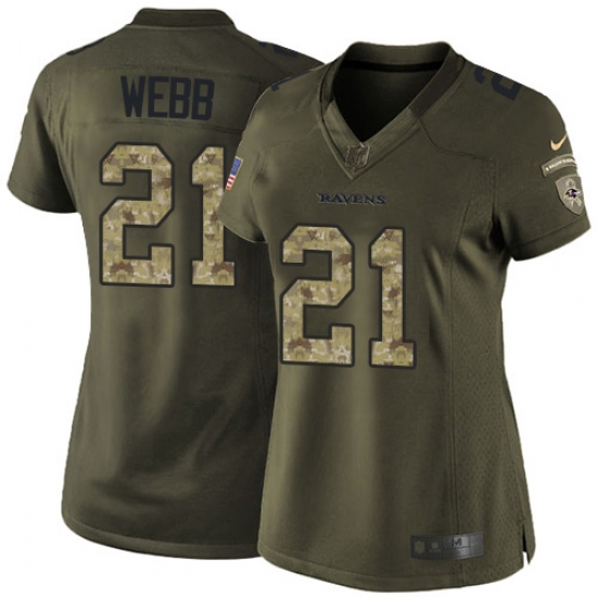 Women's Nike Baltimore Ravens #21 Lardarius Webb Elite Green Salute to Service NFL Jersey - Ujersey
