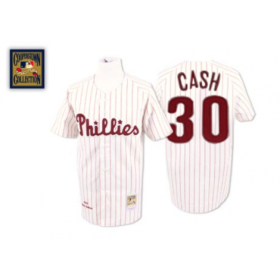 Men's Mitchell and Ness Philadelphia Phillies #30 Dave Cash Replica White/Red Strip Throwback MLB Jersey - Ujersey