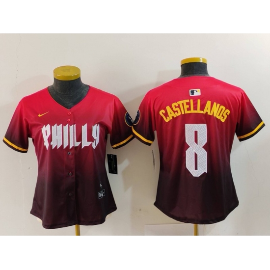 Women's Philadelphia Phillies #8 Nick Castellanos Red Red 2024 City Connect Limited Jersey - Ujersey