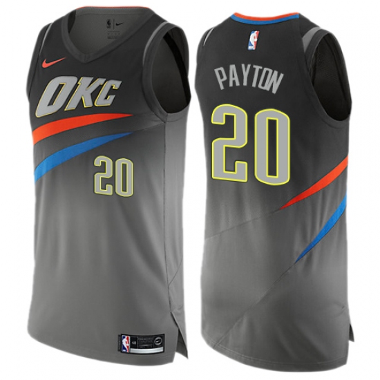 Men's Nike Oklahoma City Thunder #20 Gary Payton Authentic Gray NBA Jersey - City Edition - Ujersey