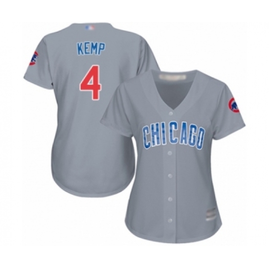 Women's Chicago Cubs #4 Tony Kemp Authentic Grey Road Cool Base Baseball Player Jersey - Ujersey