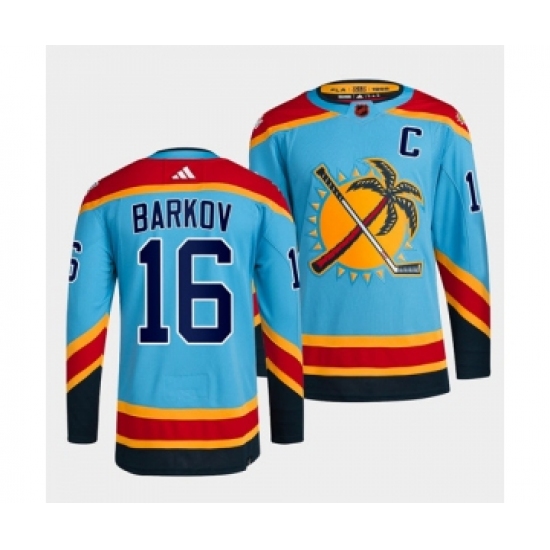Men's Florida Panthers #16 Aleksander Barkov Blue 2022 Reverse Retro Stitched Jersey - Ujersey