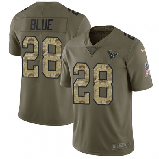 Youth Nike Houston Texans #28 Alfred Blue Limited Olive/Camo 2017 Salute to Service NFL Jersey - Ujersey