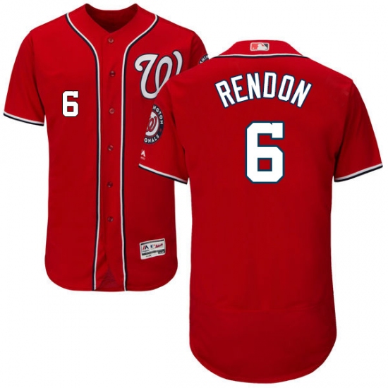 Men's Majestic Washington Nationals #6 Anthony Rendon Red Alternate Flex Base Authentic Collection MLB Jersey - Ujersey
