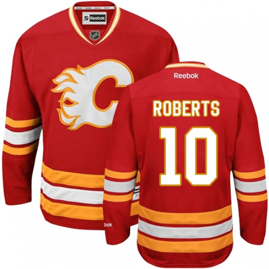 Men's Reebok Calgary Flames #10 Gary Roberts Premier Red Third NHL Jersey - Ujersey