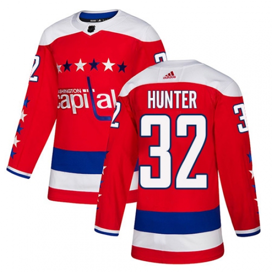 Men's Adidas Washington Capitals #32 Dale Hunter Authentic Red Alternate NHL Jersey - Ujersey