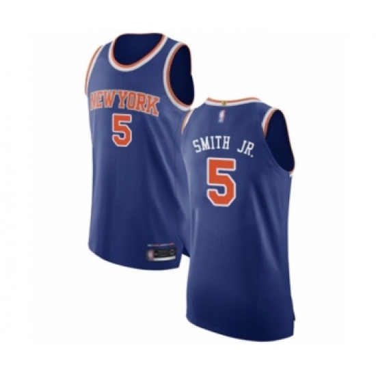Men's New York Knicks #5 Dennis Smith Jr. Authentic Royal Blue Basketball Jersey - Icon Edition - Ujersey