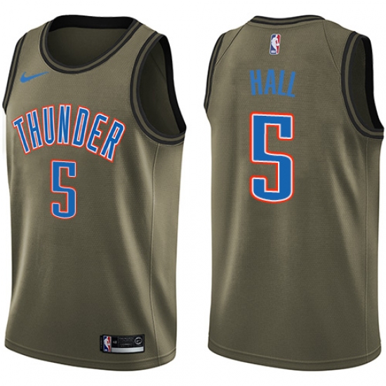 Youth Nike Oklahoma City Thunder #5 Devon Hall Swingman Green Salute to Service NBA Jersey - Ujersey