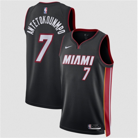 Men's Miami Heat #7 Giannis Antetokounmpo Black 2026 Icon Edition Swingman Stitched Jersey - Ujersey