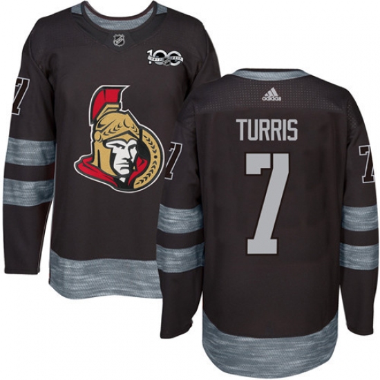 Men's Adidas Ottawa Senators #7 Kyle Turris Authentic Black 1917-2017 100th Anniversary NHL Jersey - Ujersey
