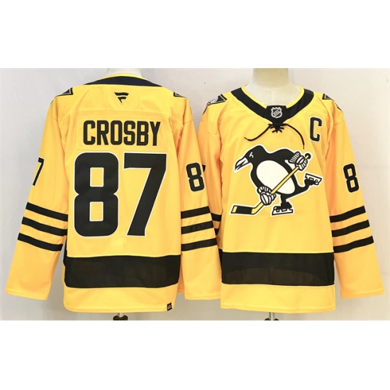 Men's Pittsburgh Penguins #87 Sidney Crosby Gold 2025-26 With C Alternate Stitched Hockey Jersey - Ujersey