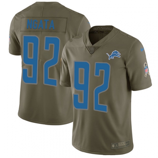 Men's Nike Detroit Lions #92 Haloti Ngata Limited Olive 2017 Salute to Service NFL Jersey - Ujersey