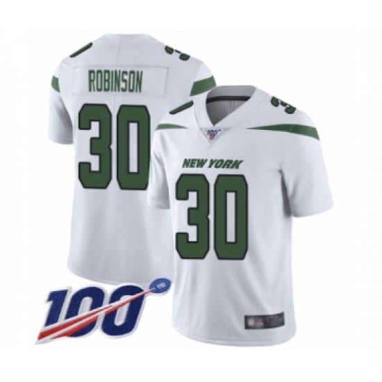 Men's New York Jets #30 Rashard Robinson White Vapor Untouchable Limited Player 100th Season Football Jersey - Ujersey