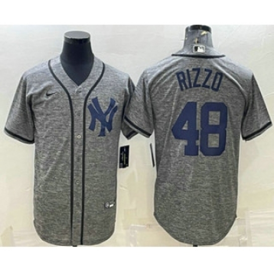 Men's New York Yankees #48 Anthony Rizzo Grey Gridiron Cool Base Stitched Jersey - Ujersey