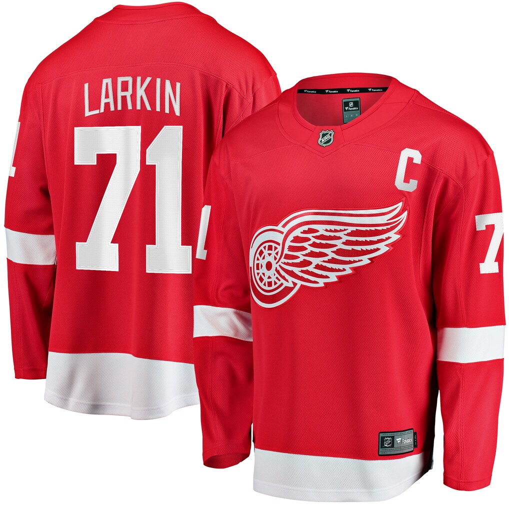 Men's Detroit Red Wings Dylan Larkin Fanatics Branded Red Captain Home Breakaway Jersey - ujerseystore