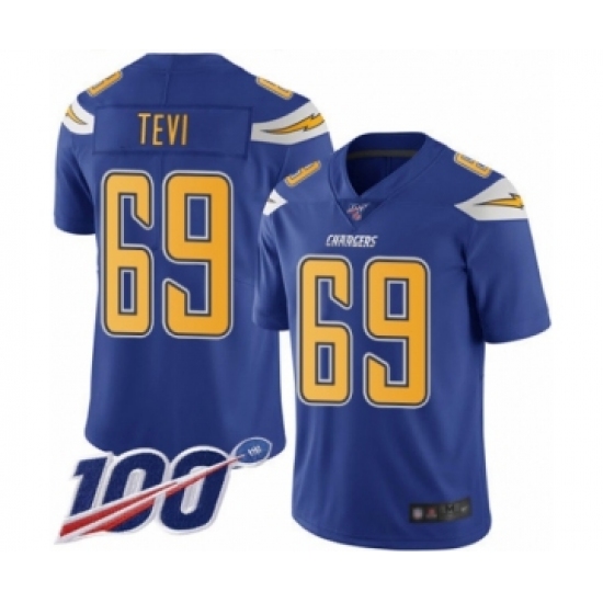Youth Los Angeles Chargers #69 Sam Tevi Limited Electric Blue Rush Vapor Untouchable 100th Season Football Jersey - Ujersey