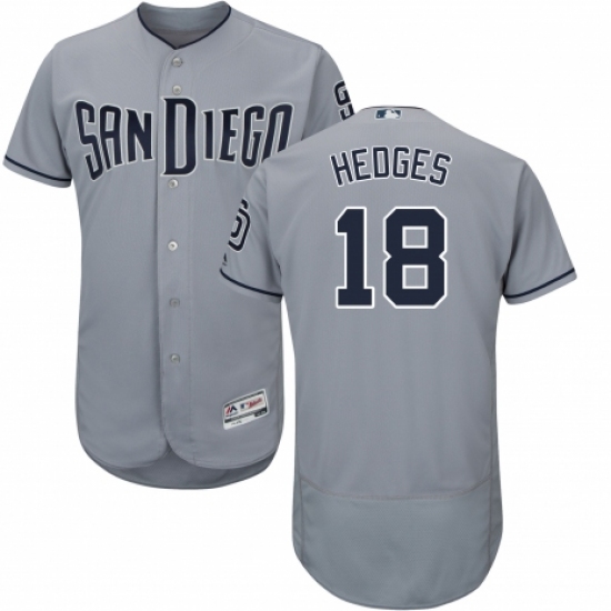 Men's Majestic San Diego Padres #18 Austin Hedges Authentic Grey Road Cool Base MLB Jersey - Ujersey
