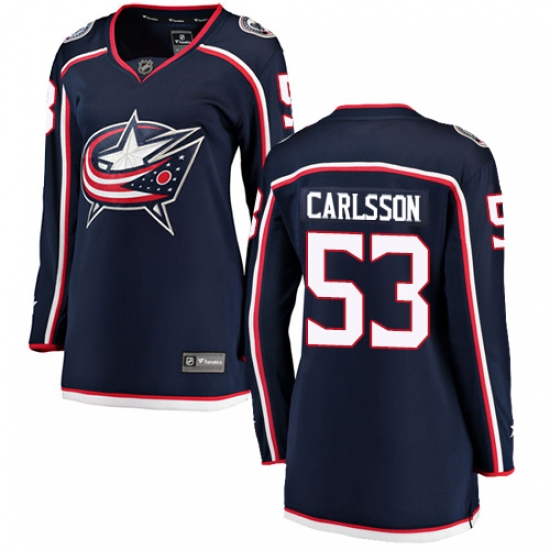 Women's Columbus Blue Jackets #53 Gabriel Carlsson Fanatics Branded Navy Blue Home Breakaway NHL Jersey - Ujersey