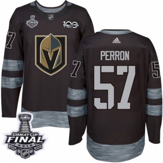 Men's Adidas Vegas Golden Knights #57 David Perron Authentic Black 1917-2017 100th Anniversary 2018 Stanley Cup Final NHL Jersey - Ujersey