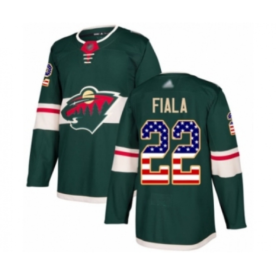 Youth Minnesota Wild #22 Kevin Fiala Authentic Green USA Flag Fashion Hockey Jersey - Ujersey