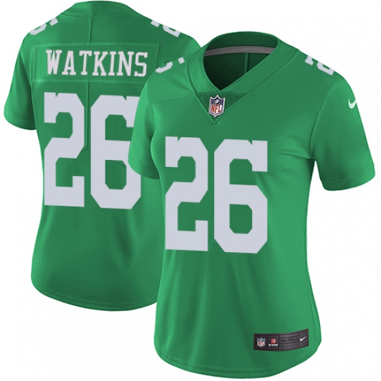 Women's Nike Philadelphia Eagles #26 Jaylen Watkins Limited Green Rush Vapor Untouchable NFL Jersey - Ujersey