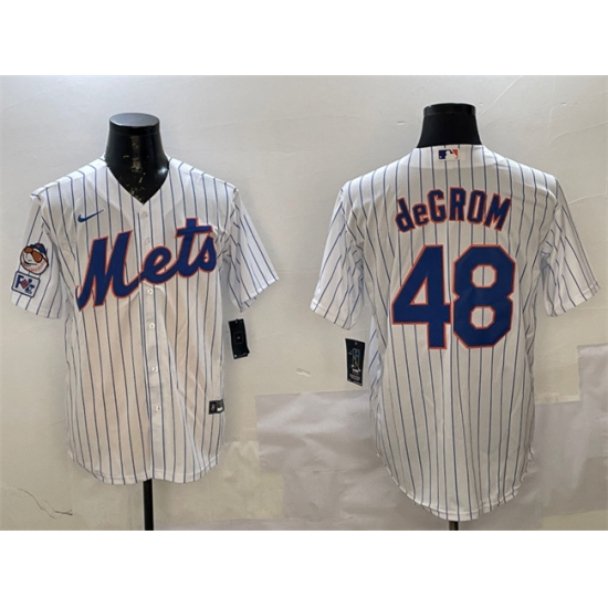 Men's New York Mets #48 Jacob DeGrom White 2025 Spring Training Cool Base Stitched Baseball Jersey - Ujersey